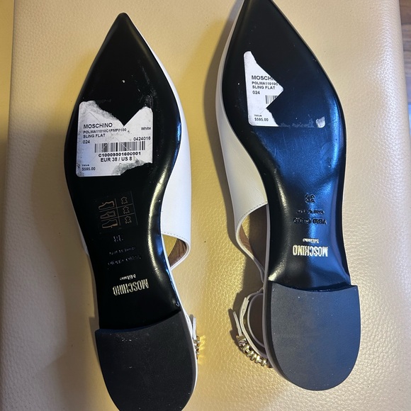 Moschino | Shoes | Moschino Logo
Leather Slingback Flat White size 38 - Picture 5 of 5